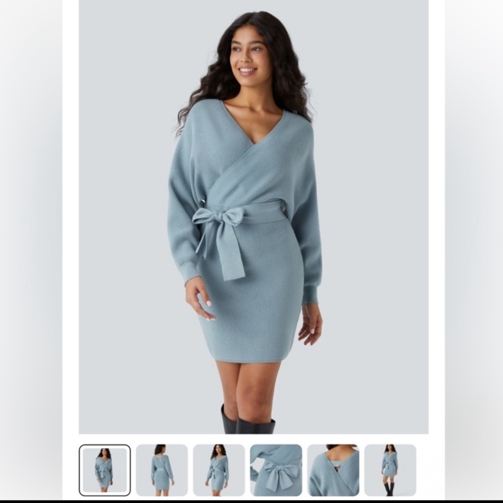 HALARA Women's Light Gray/blue Sweater dress